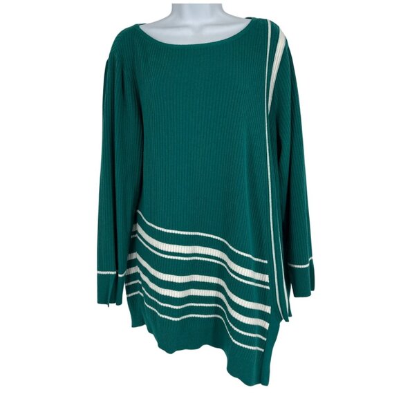Chico's Ribbed Knit Long Sleeves & Asymmetric Hem Sweater Womens Size 3 US XL - Picture 1 of 11